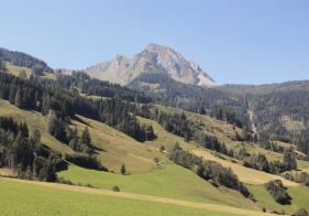 Am Weg zum Ortsteil Unterberg sehen wir den markanten Bernkogel